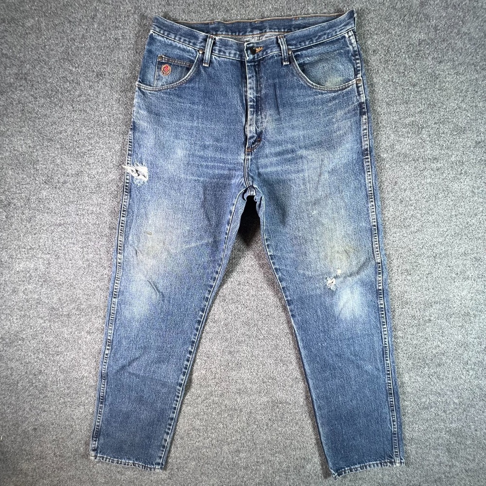Vintage Wrangler 20X Jeans Mens 36x34 Blue Cotton Denim Straight Faded Workwear